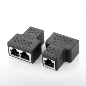 2pcs RJ45 1 to 2 Way LAN Ethernet Network Cable Splitter Adapter RJ45 Female Splitter Socket Connector Adapter For Laptop
