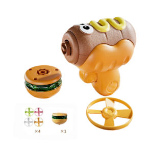 Mainan Gasing Berputar Kanak-Kanak LED Glow UFO Spinning Top Toy Hamburger Fries Hot Dog