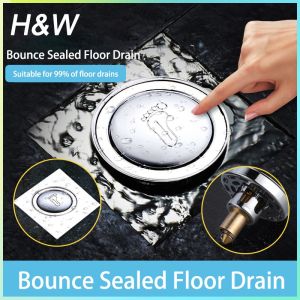 Shower Stainless Steel Hotel Easy Clean Bathroom Bouncing Durable Waste Cover Floor Drain Shower Stall Drain Hair Catcher Drain Protector Strainer Drain Cover for Bathroom Square Shower Floor Drain Stainless Antirust Upgrade