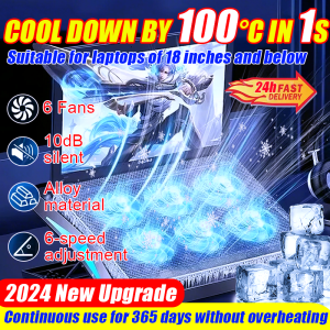 ❄️ Cooling 100°c in 1 second ❄️ laptop fan cooler kipas laptop cooling fan pad laptop stand with cooling fan cooling pads/cooling stands 6 Fans Runs silently Adjustable wind speed 笔记本电脑散热器