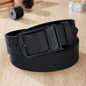 130CM Mens Casual Leather Belt Classic Pin Buckle Belt Business Black And Brown Pure Leather Belt For Men Accessories