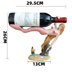 FFBH Resin Nordic Carved Wine Rack Mermaid Arc Groove Restaurant Desktop Wine Holders Creative Artistic Figure Home Decorations 8K3Q7