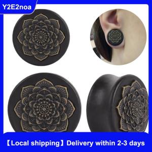 【Local shipping】 Flower Wood Ear Plugs Flesh Tunnels Gauges Organic Double Flared Saddle