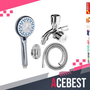 ACEBEST Set Shower Lengkap Tinggal Pasang Hand Shower Set Lengkap Selang Kran HS-70 + JS-20 Lengkap