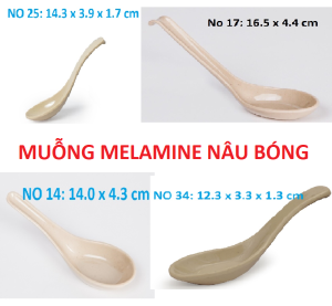 Muỗng phở  cơm canh nhựa Melamine nâu bóng nhiều kiểu