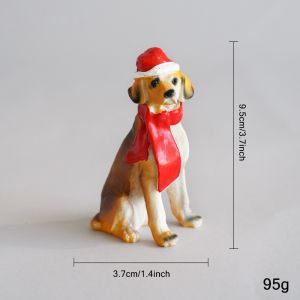 MAYIT Chó hoạt hình Tượng chó Nhựa Thiết kế mũ ông già Noel Đồ trang trí bàn Không khí lễ hội Đồ trang trí Giáng sinh Tiệc Giáng Sinh