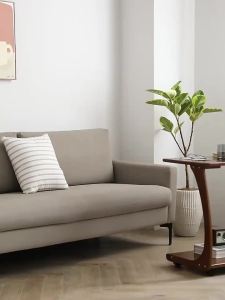 Solid wood sofa side cabinet movable table with wheels mini coffee table living room small-sized household square corner tea table