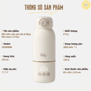 Bình Đun và Hâm Nước Pha Sữa Di Động FATZBABY Các Dòng MINI SMART - Đun sôi Hâm nước Giữ ấm nước pha sữa cầm tay mang đi du lịch