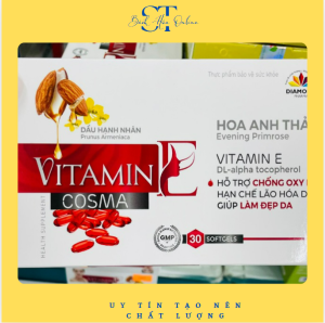 Viên uống Vitamin E đỏ Cosma chiếc xuất dầu Hoa anh Thảo - Hỗ trợ chống oxy hóa hạn chế lão hóa da. giúp làm đẹp da