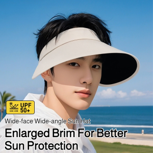 Sun Hat with Wrap-Around Large Brim 2025 New Style Anti-Ultraviolet Large Head Circumference Empty Top Summer Seaside Sun Hat防晒帽环绕式大帽檐