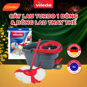 [162214 + 162334] Combo Bộ lau nhà thông minh 360 độ VILEDA Turbo Easy Wring&Clean kèm bông lau thay thế