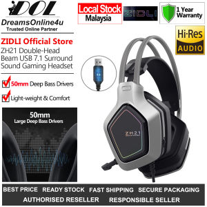 Zidli ZH21 USB Virtual 7.1-Ch Surround Sound 50mm Deep Bass Speaker RGB Gaming Competition Headset