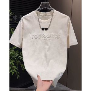 NCE Spring and summer ins new mens handsome short sleeved trendy brand casual letter half sleeved fashionable blended round neck versatile T-shirt