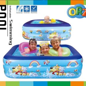 สระน้ำเป่าลม 120 ซม.2ชั้น สระน้ำ ขนาด:120cm x90cm x35cm (ยาว 1.2ม. กว้าง90ซม. สูง35ซม.)