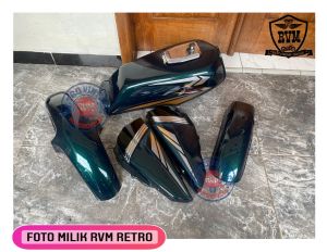 Cover body bodi set RX king tahun 2002 list crom warna Hijau Botol set stiker