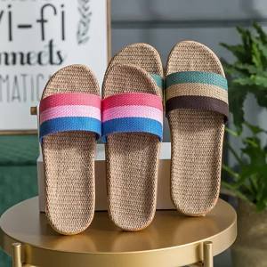 Linen Slippers For Spring Autumn And Summer Suitable For All Seasons Thick-Soled Rattan Woven Summer Slippers For Men And Women For Home And Indoor Use