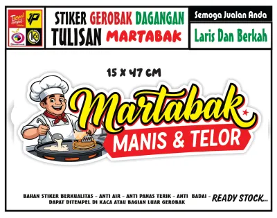 STIKER KACA GEROBAK TULISAN MARTABAK MANIS DAN ASIN FULL COLOUR