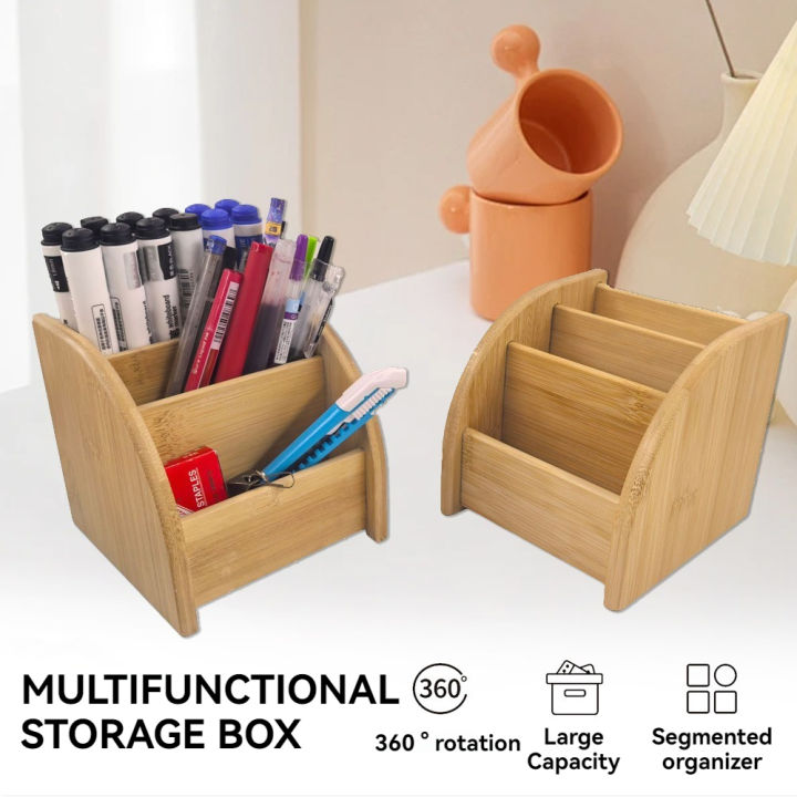 Thick Wooden Desk Stationery Organizer Remote control storage rack ...