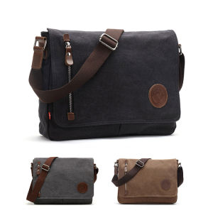AUGUR Canvas Leather Men Messenger Bag Man Crossbody Bag Shoulder 8501
