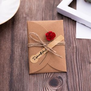 1pcs Kraft Paper Dried Flower Creative Hand Gift Business Card For Birthday Anniversary Gift Card