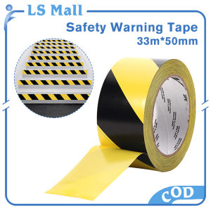 Safety Warning Tape 50cm*33m Black and Yellow Striped Safety Warning Hazard Floor Tape for Walls Floors and Equipment