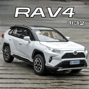 【RUM】1:32 Scale Toyota RAV4 Alloy Car Model Light & Sound Effect Diecast Car Toys for Boys Birthday Gift Kids Toys Car Collection