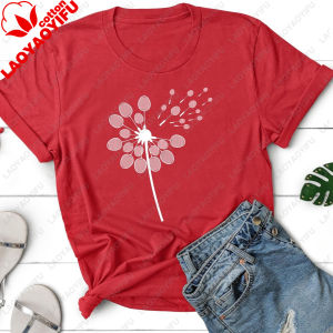 [Local Stock] VCC Funny Dandelion Badminton Graphic Flower Design T-Shirt Casual Fashion Loose Harajuku Man Tshirt Cotton Short Sleeve Women Tees