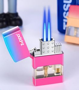 BẬT LỬA ZIPPO LỬA KHÈ 2 TIA - GAS LỘ THIÊN MÀU CẦU VÒNG