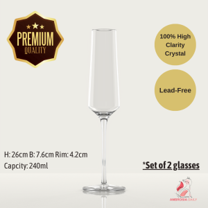[SG Stocks]  Classic Crystal Flute Champagne Glasses - 240ml