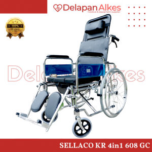 SELLA Kursi Roda 4 in 1 Multifungsi 608 GC Commode Selonjor Tidur Makan Sellaco