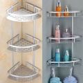 3 Layer Triangular Bathroom Corner Organizer Rack With Hook Triangle Rack Shelf. 