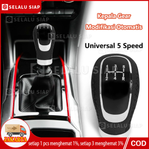 5 Kecepatan Hitam Jahitan Kulit Manual Mobil Gear Shift Knob Stick Shifter Tuas