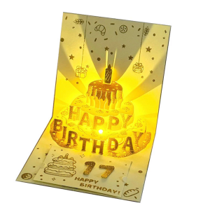 Light and Sound Happy Birthday 3D Birthday Greeting With LED Light Musical Birthday For Women Men Kid