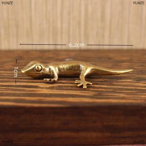 [COD] YUNZE Gecko Figure Home Decor Small Ornaments Antique Brass Animal Figurines Tea Pet Desk Decorations Home Decor Accessories