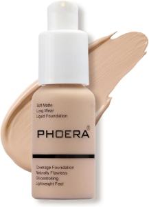 Kem che khuyết điểm hoàn hảo lâu trôi không chứa dầu PHOERA Silky Full Coverage Liquid Foundation #102 Nude SPF20 của Mỹ