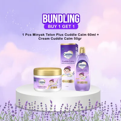 Bundling Buy 1 Get 1 Cussons Baby Cuddle Calm – Minyak Telon Plus 60ml dan Cream Cuddle Calm 50gr Harumnya Menenangkan
