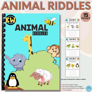 ANIMAL RIDDLES Workbook Worksheets Preschool Kindergarten Toddler Kids Home School Activities