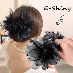 กิ๊ฟติดผมขนนกกระจอกเทศสง่างามสำหรับผู้หญิงกิ๊บตกแต่งผมกรงเล็บดอกไม้สีดำ
