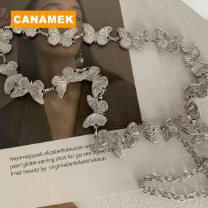 【CANAMEK】 Personality Butterfly Waist Chain For Women Girl Simple Punk Metal Belly Belts Chain Body Chain Waistband