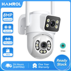 Hamrol Dual Lens 2.4G&5GHz PTZ WiFi Security Camera 4K 8MP Motion Detection Outdoor Security CCTV ICsee App