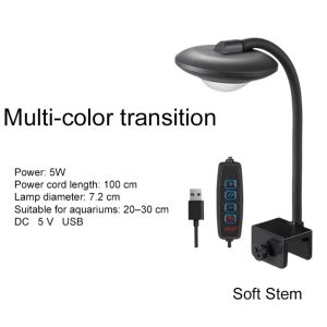 OUTOPEN Full Spectrum Fish Tank Clip Lamp Color-changing Adjustable Brightness LED Aquarium Light Durable Flexible Stem Aquatic Plant Grow Light Ornamental Fish