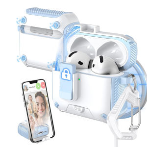 เคสเต็มรูปแบบกันกระแทกทหารสำหรับ AirPods 4th / Pro 2 / 3rd รุ่นเคสหูฟังสำหรับ MagSafe ล็อคแม่เหล็กอัตโนมัติด้วยที่ตั้งโทรศัพท์สำหรับ AirPods Pro 3 / 2/1พร้อมพวงกุญแจ