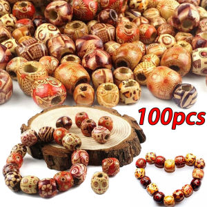 100 ชิ้นลูกปัดไม้ลายแกะสลักสำหรับทำเครื่องประดับทำผม dreadlock ด้วย วิธีดีไซว์ลูกปัด การผ่าตัดดีไซว์ลูกปัดที่ละเอียด