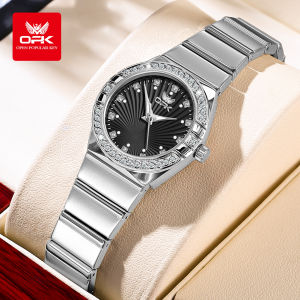 OPK Luxury Stainless Steel Womens Watch Inlaid Brick Luminous Display Fashion Casual Watch
