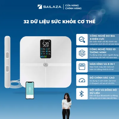 Cân Điện Tử Thông Minh 8 điện cực Cân Sức Khỏe Cao Cấp Chính Hãng Sailaza SA-2312 đo 30 dữ liệu sức khỏe