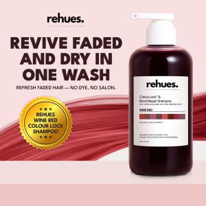 Rehues Colour Shampoo (Wine Red) for Dyed & Coloured Hair | Anti-Copper Fade | Bond Repair + Colour Lock | 500ml SG