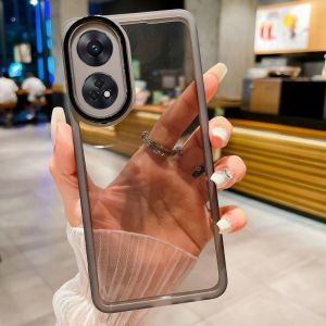 Case For OPPO Reno 8T Reno8 T 8 T 5G 4G 2023 2022 Phone Casing Back Cover Soft TPU Silicone Flexible Plating Transparent Clear Shockproof Bumper Acrylic Camera Lens Protect