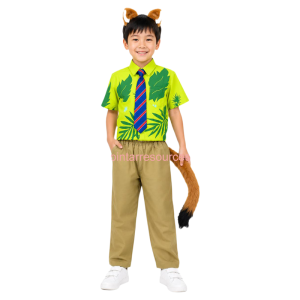 READY STOCK Kids Children Zootopia Cosplay Nick Wilde Fox Animal Costume Movie Character Story Book Outfit Carton Roleplay