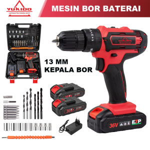 Promo Mesin Bor Cordless Portable Mesin Bor beton Kayu Besi Charger 2 Battery 36volt Yukido Lithium