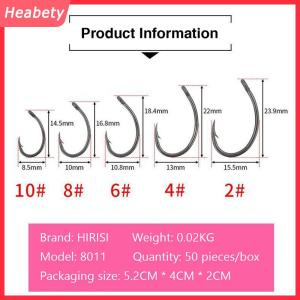 Heabety Hirisi 50 cái móc Teflon đóng hộp móc nhiều loại có gai Móc Câu Cá chép dụng cụ câu cá
